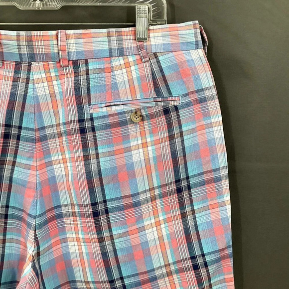 Peter Millar Golf Shorts Men 36‎ Plaid Seaside Multicolor Linen Silk Pockets - Picture 6 of 6